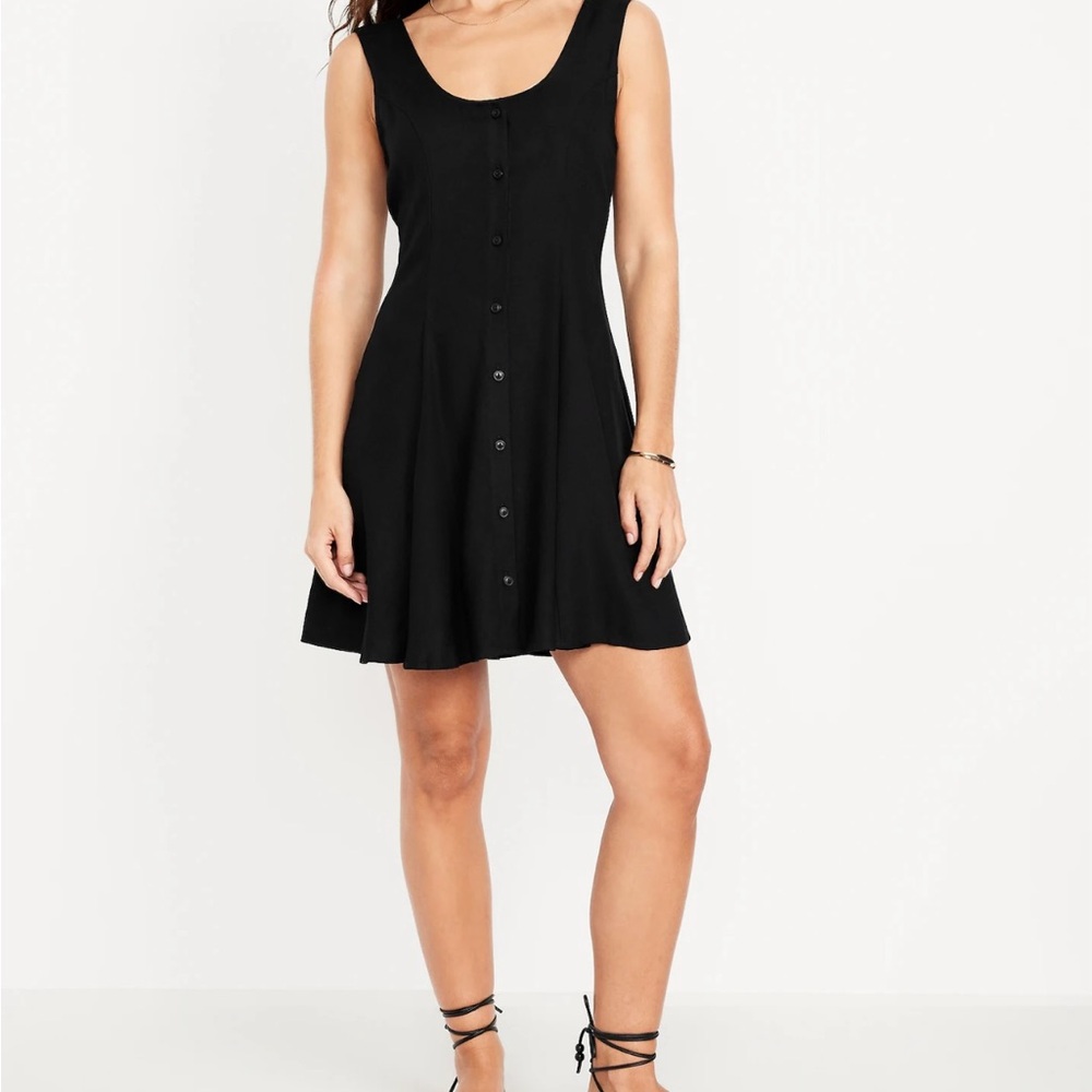 Crepe button front mini dress